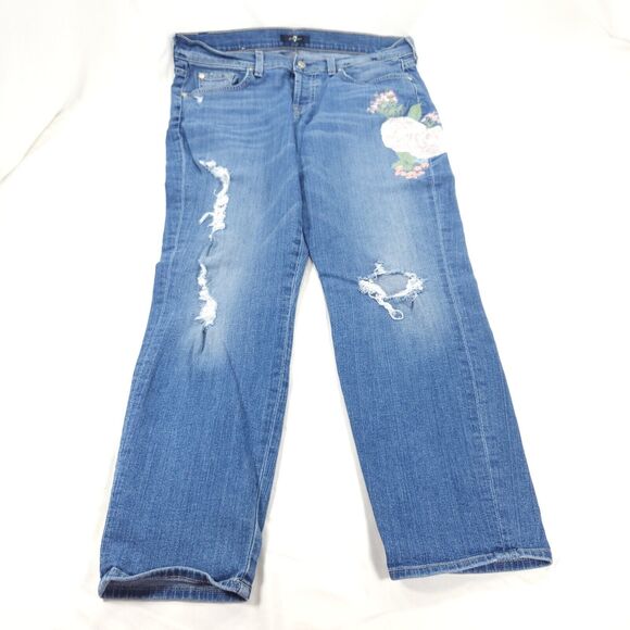 7 For All Mankind Casual Button Fly Medium Wash Jeans Womens Size 30 Blue - Picture 2 of 9